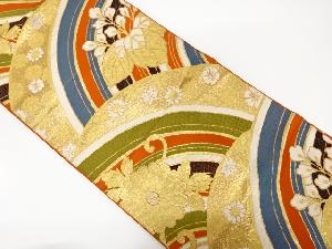 アンティーク　波に桐・菊模様織り出し袋帯（着用可）